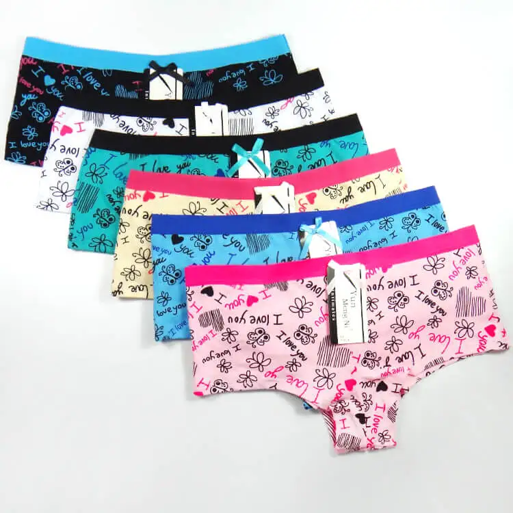 

Yun Meng Ni Underwear Fashion I Love You Printing Intimate Shorts Cotton Sexy Women Boyshorts, Black,white,pink,blue,nude,green