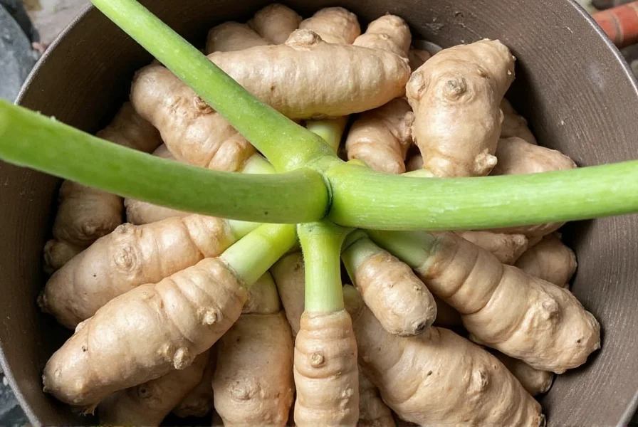 Fresh organic ginger rhizome with visible eyes ready for planting in well-draining soil