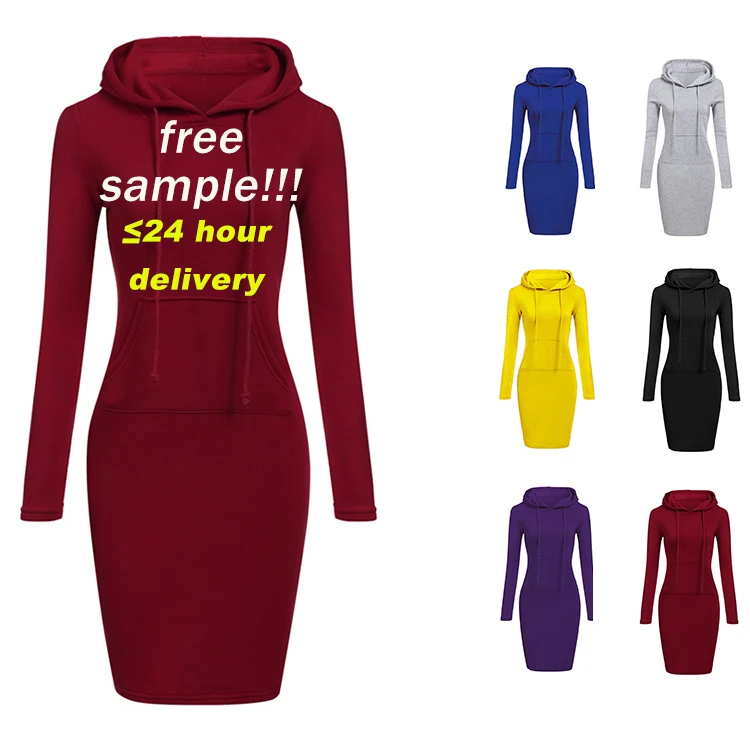 

Sublimation Polyester OEM Customized Casual Oversized Long Sleeve Sweater Autumn moletons Plus Size Fitted Women Hoodie Dress