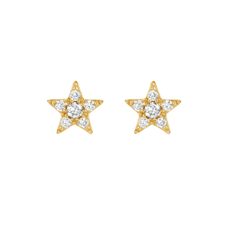 

Fine jewelry 925 sterling silver earrings wholesale 18k gold plated cubic zirconia star stud earrings