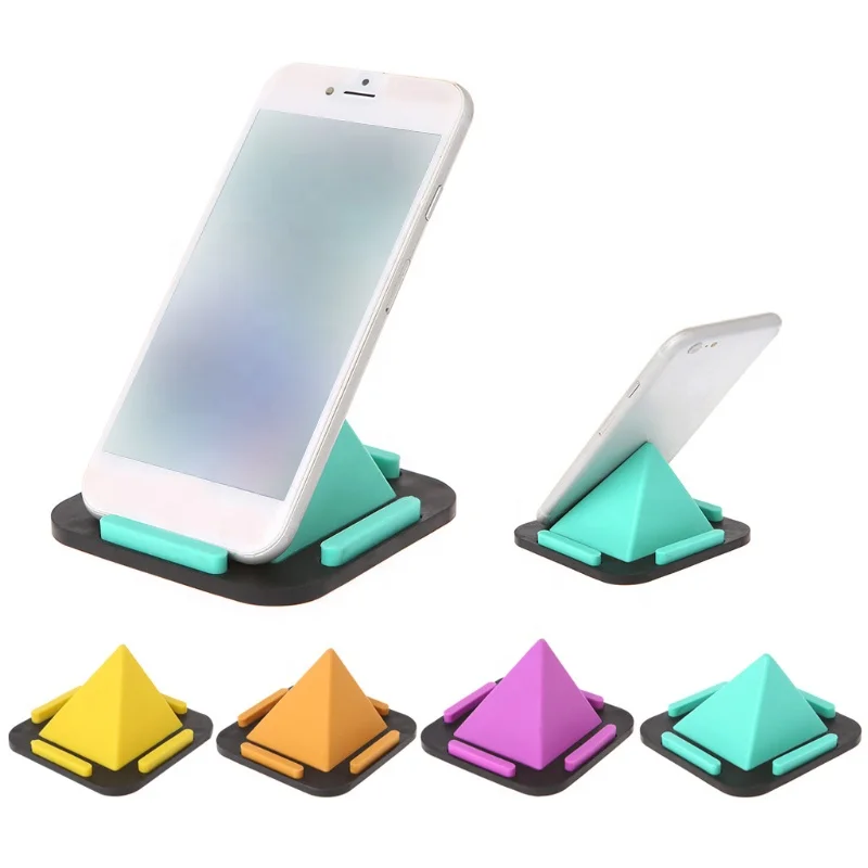 

Promotion Pyramid Phone Holder Stand Soft Silicone Non-slip Car Desk Stand Holder for all Smartphone Mobile phone Support Mount, Blue/gold/purple/yellow/red