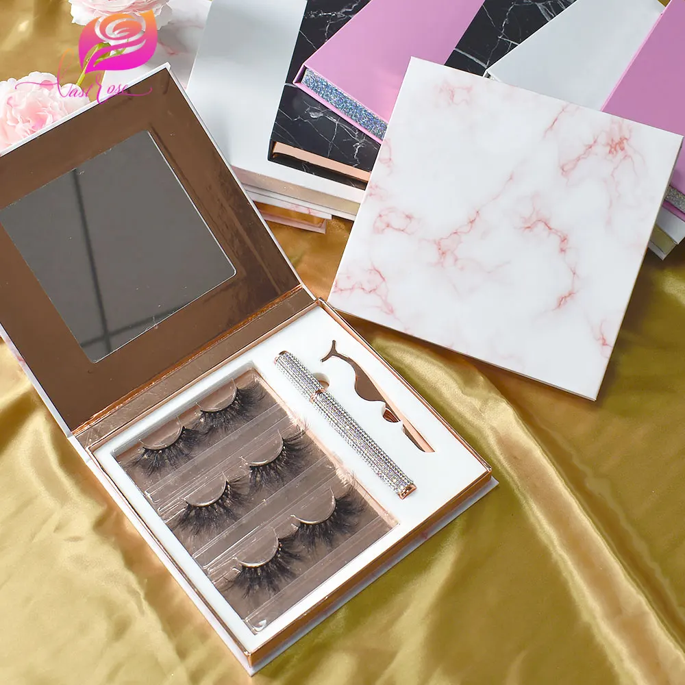 

Customized lashes packaging 3 pair lashes set private label lashes case empty eyelash book 3 pairs, Natural black