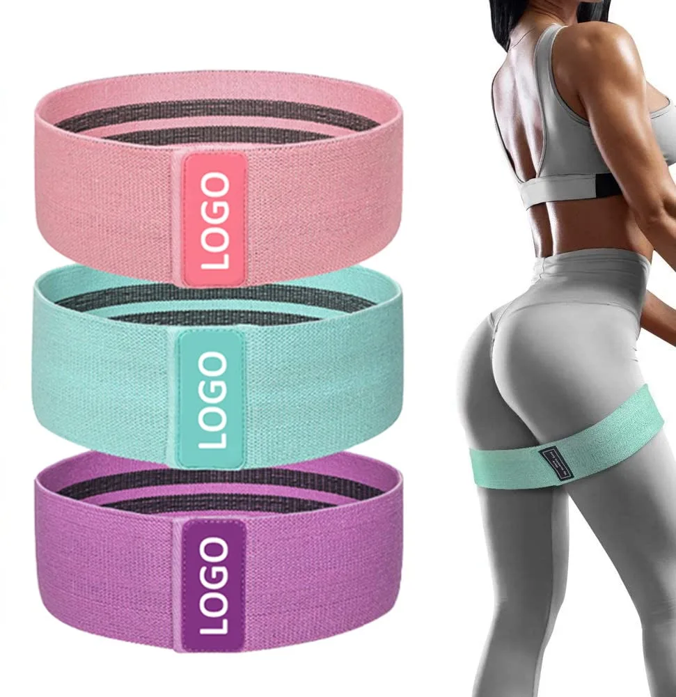 

Custom Fabric Non Slip Exercise Resistance loop Bands 3 set fitness bands resistance for legs and butt