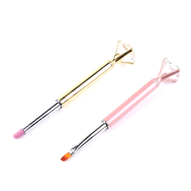 

Big Diamond Nail Pen Set With 9 Types Of Head Nylon Hair Metal Handle Nail Pen Set, Pictures showed