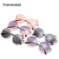 

New polygonal children's sunglasses metal frame with bowknot premium quality colorful cool kids custom glasses wholesale