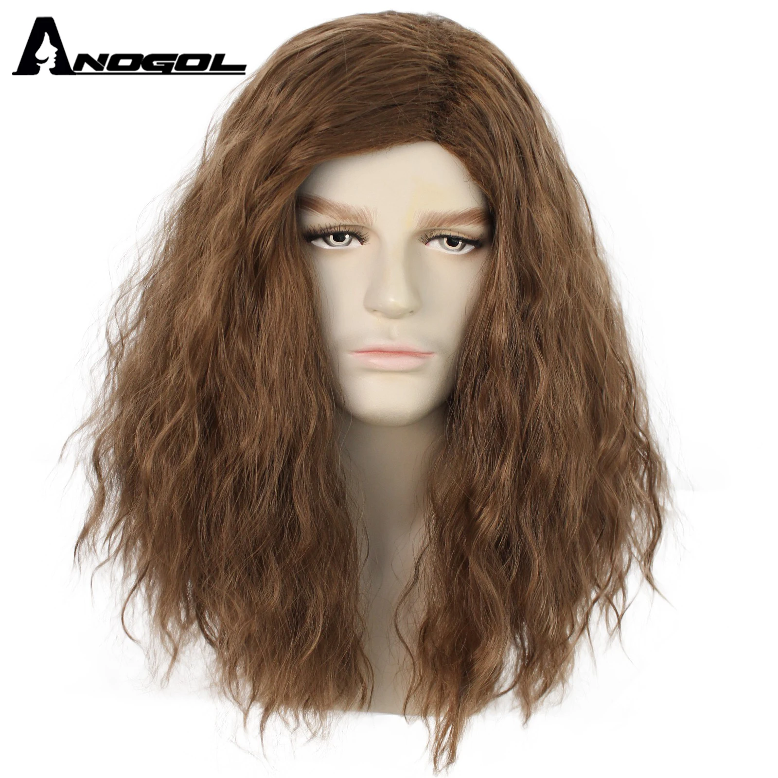 

Anogol Synthetic Winter Soldier Cosplay Wigs Short Brown Wig Hight Puff Afro Kinky Curly Wigs American Dad Halloween Party