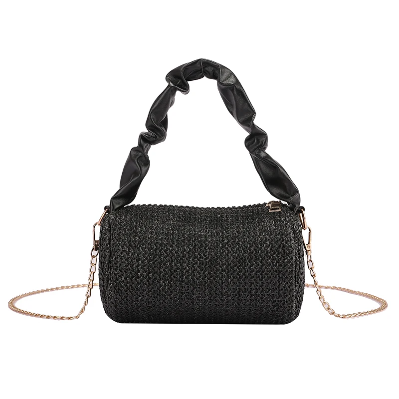 

European and American new style ladies messenger bag chain bag girl simple straw woven bucket handbag female bag
