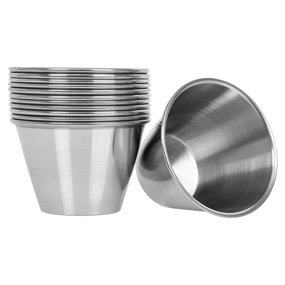 

2021 Hot 4 oz Stainless Steel Sauce Cups,Round Condiment Ramekins,Commercial Grade Safe Portion Dipping Sauce Cups Kitchen Tool, Silver