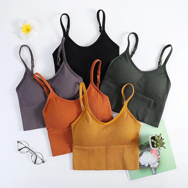 

4087 Wolesa Fashion Popular U Back Chest Sports Tube Top Wrapped Chest Girl Lady Vest women Seamless Bra, White, yellow, orange, green, black, purple, light brown