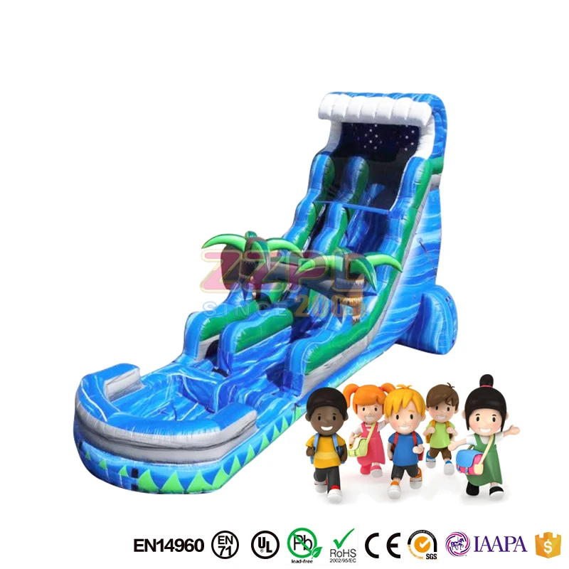  inflatable water slide with small slip and pool