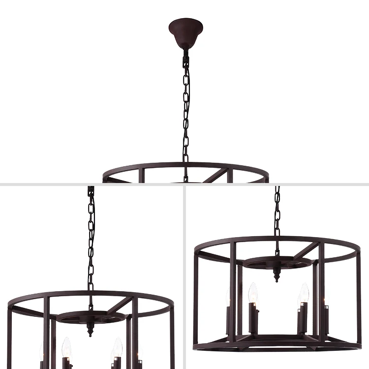 Retro 6 Lights Vintage Iron Industrial Rustic Color Farmhouse Pendant Light