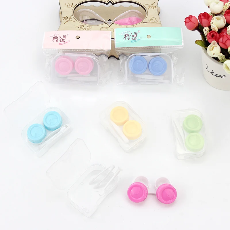 

Wholesale Eyes Colorful Eyew Plastic Contact Lens Case Container Contact Lenses Kit, Mixed colors