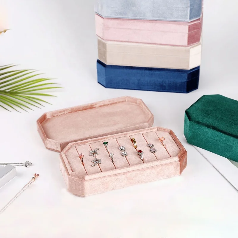 

Custom Logo Wedding Jewelry Packaging Fashion Style Earring Ring Necklace Velvet Jewelry organizer Gift Box With Bag