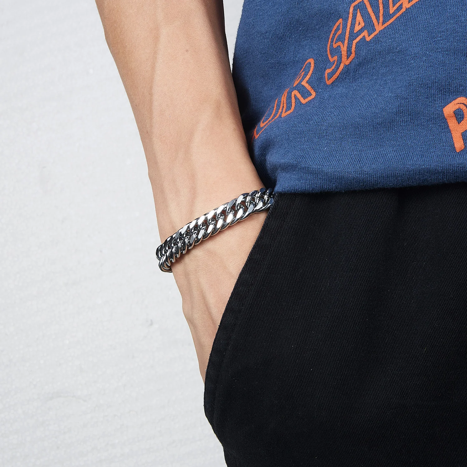 

Wholesale Fashion Punk Style 3-11mm Mens Horsewhip Popcorn Link Chain Silver Stainless Steel Bracelets