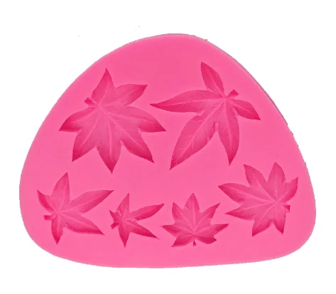 

maple leaf shape resin silicone mold cake decoration mold rubber dessert mold, Pink