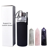 

Wholesale natural gemstone drink healing quartz stones infused elixir glass crystal water bottle