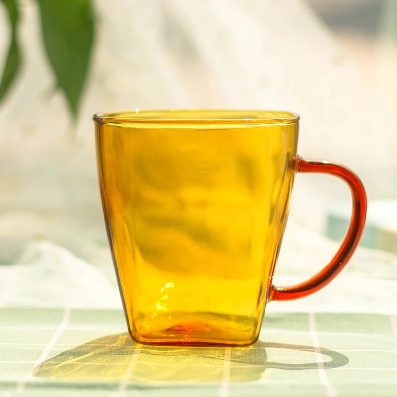

Wholesale high quality reusable handmade borosilicate glass coffee cup, Clear,blue,amber,dark amber,teal,green,milk green