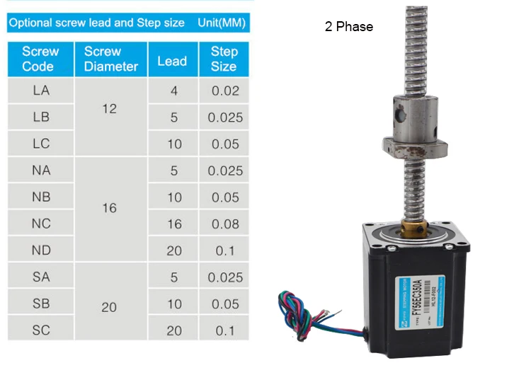 Nema 23 Ball Screw Stepper Motor 57 Step Motor 3 0a 100n Cm With Ball Screw 16mm Diameter 5mm Lead 100 500mm Lengths Cnc Motor Buy Stepper Motor Linear Actuator Ball Screw Stepper Motor Ball Screw Stepper