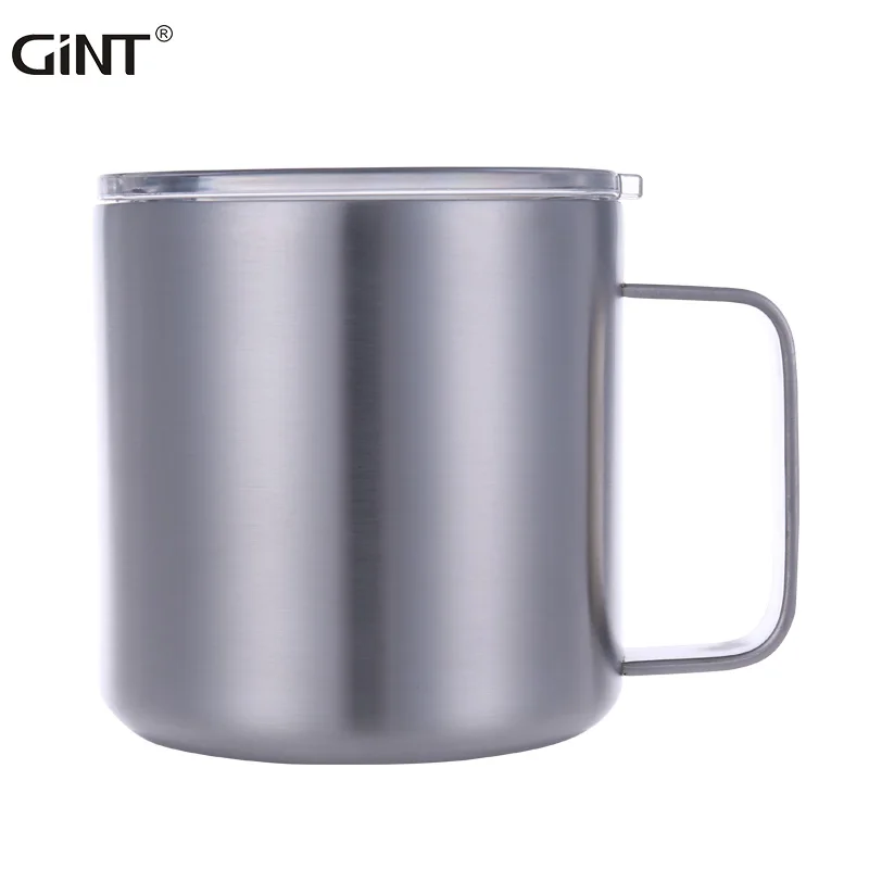 

Gint Popular Double wall vacuum stainless steel water mug customized thermal coffee mud with handle for office