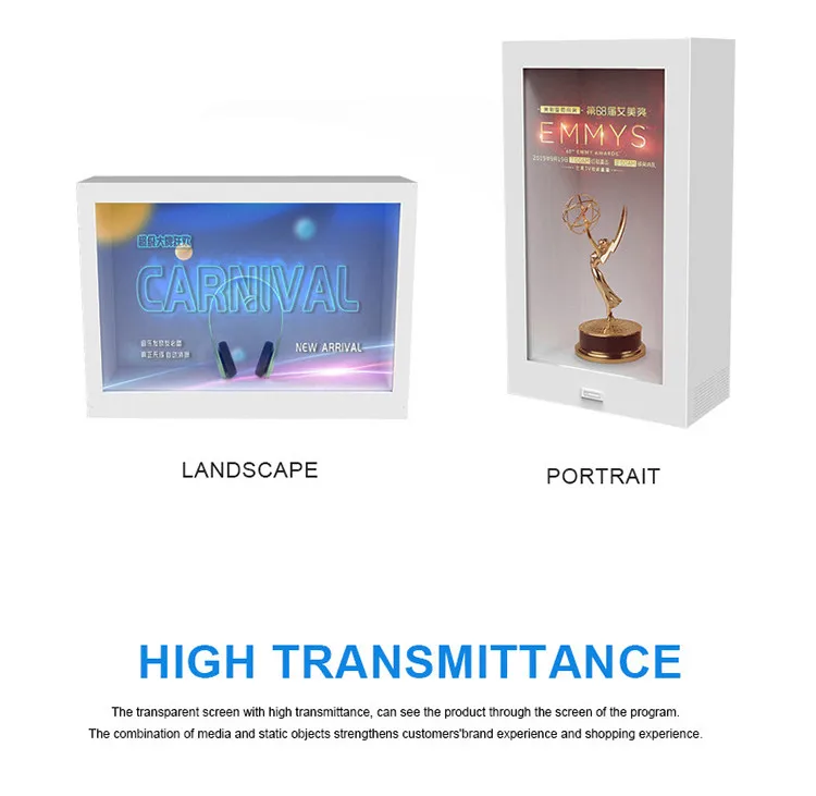 21.5 inch tft lcd panel display transparent touch screen box pcap advertising display cabinet