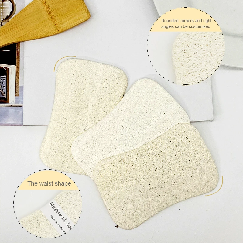 

Wholesale Eco Friendly Compressed White Cellulose Cleaning Sponge Kitchen Scrubbing Natural Loofah Dishwashing Sponge