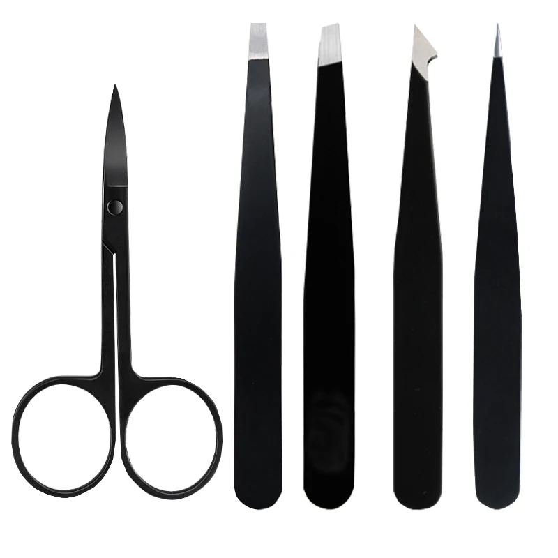 

Hot Sell 5 Piece Eyebrow Trimer Beauty Tweezers Set Knife For Eyebrow