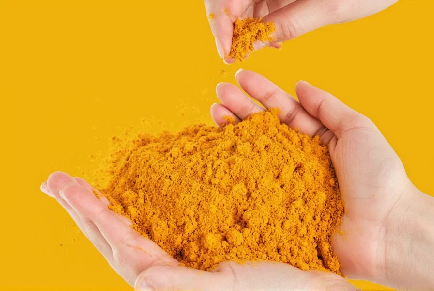 Turmeric root and powder showing the correct pronunciation guide