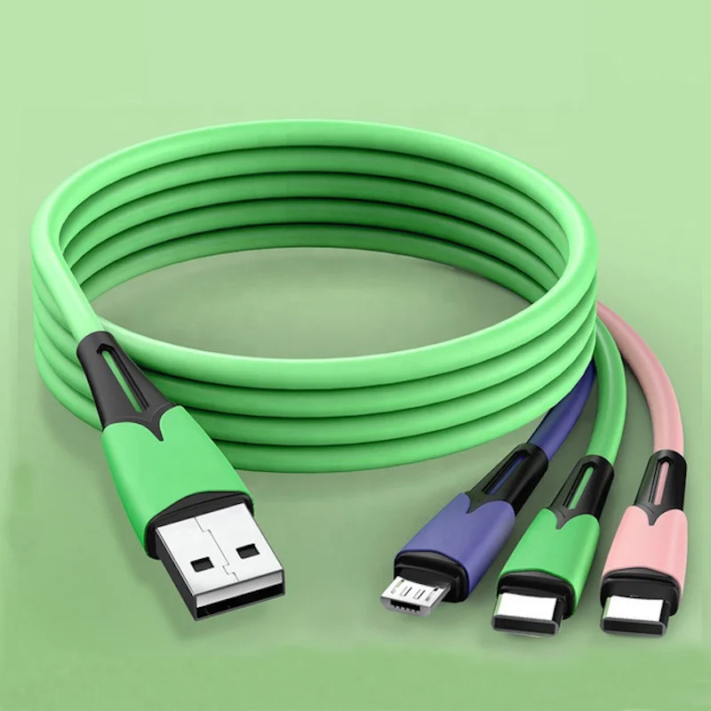 

Custom Logo Silicone v8 Charger Cable 3 in 1 Micro Type-C USB Cable for iPhone Huawei, Customizable