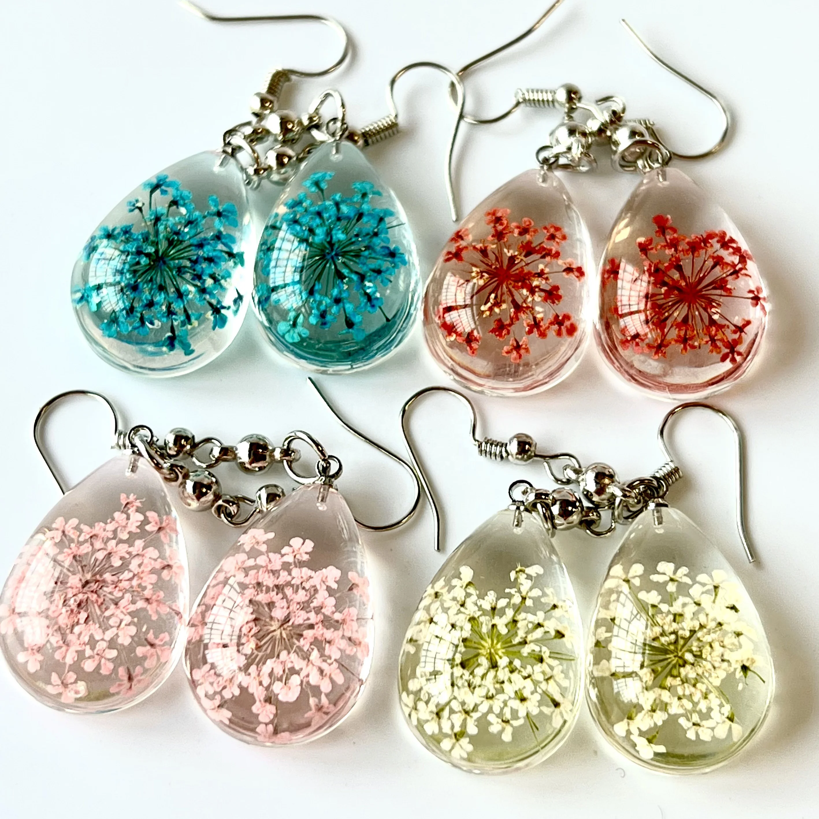 IVR Brand Hot Sell Earrings With Lace Flowers Stainless Steel Resin Flower Earrings Wholesale