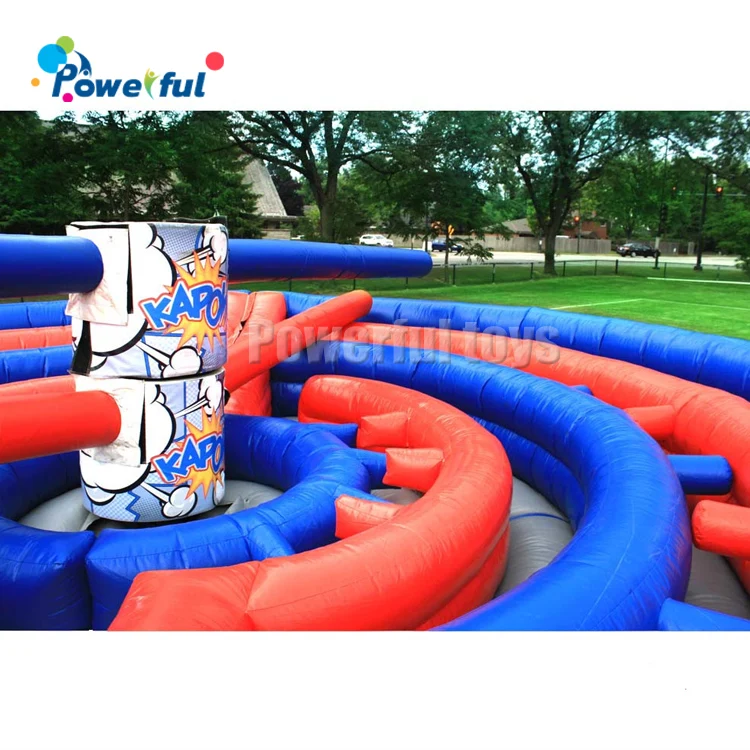 Outdoor trampoline park sport meltdown game inflatable Kapow wipeout game