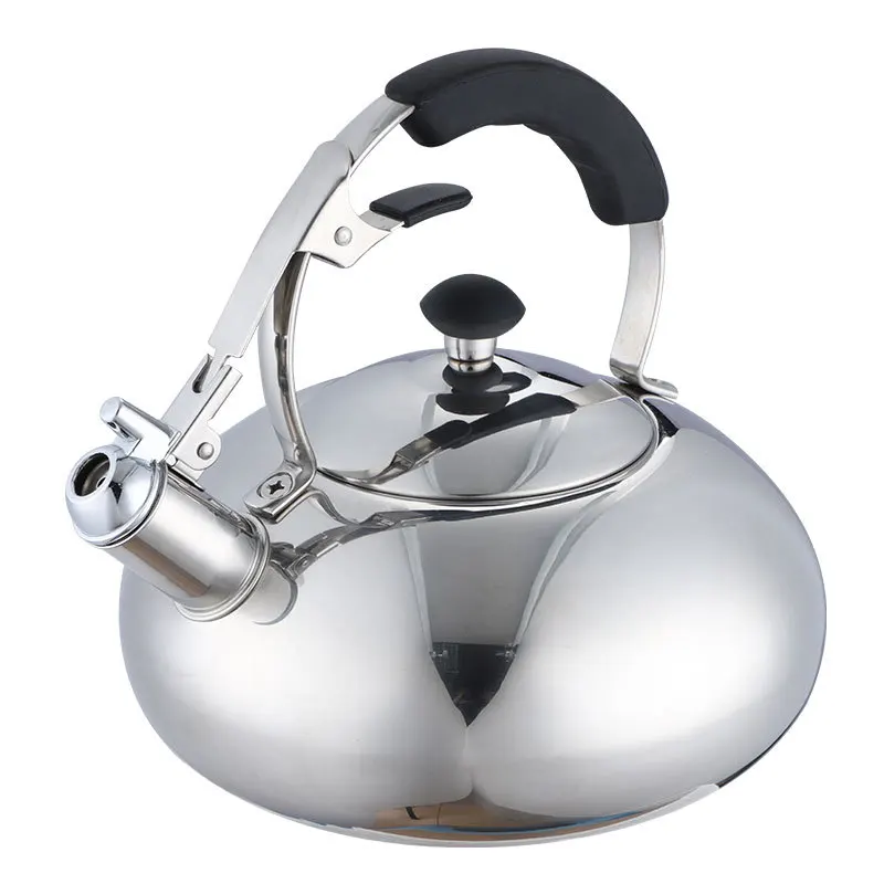 

High Extra Sturdy Wholesale Cute Safe Gleaming Stove Gooseneck top Stainless Steel Whistling Tea Kettle Silver