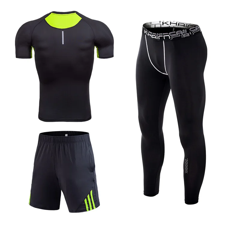 

fashion men's gym clothing short running compression tights perspiration track suit gym man black t shirt sport pants s-xxxxl