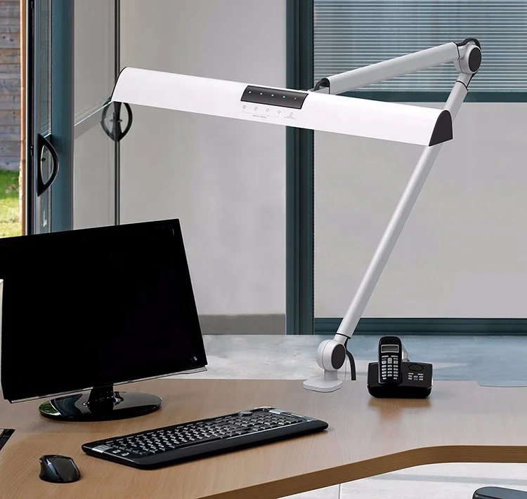 UYLED Smart USB Port Touch Control Clamp Dimmable Bi-color Adjustable Arm Brightness Dimming Office Study Working LED Desk Lamp