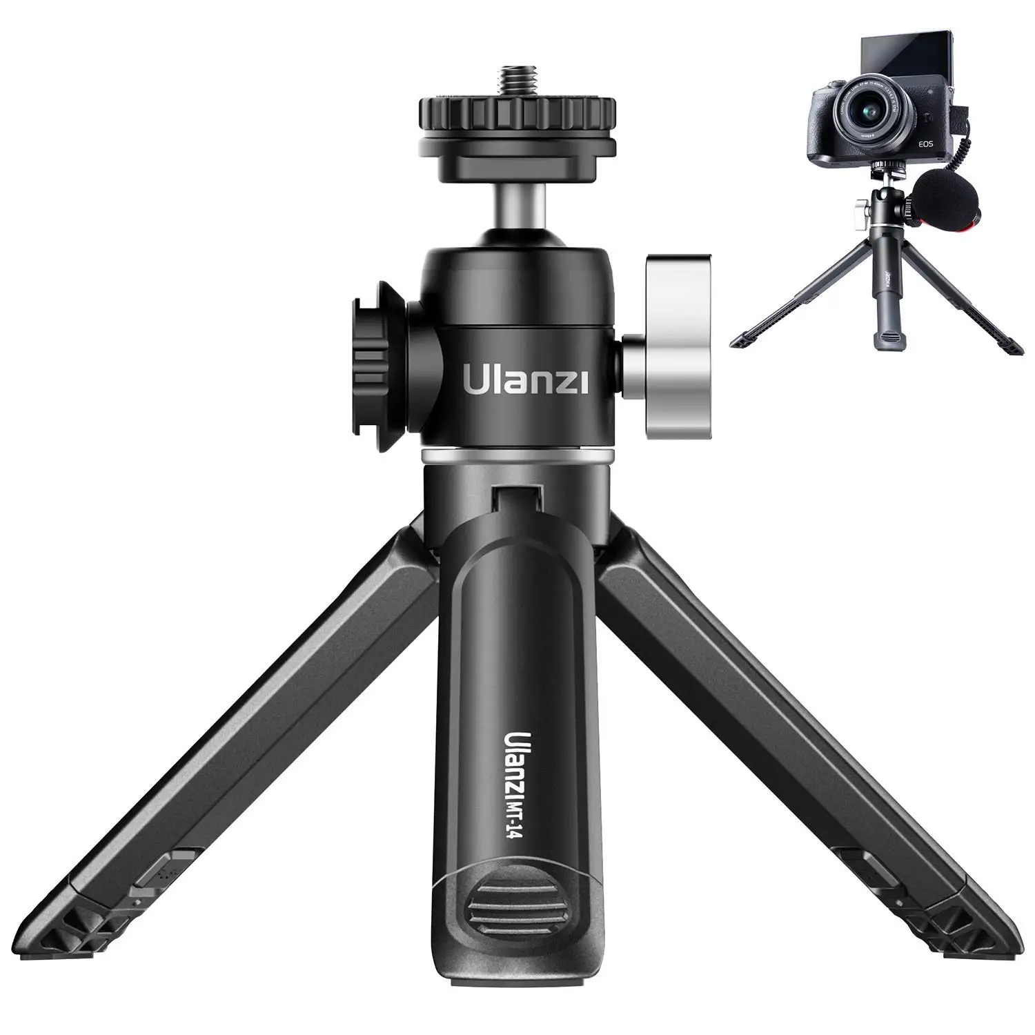 

ULANZI U-Vlog lite Mini Camera Tripod with 360 Ball Dual Cold Shoe, Extendable Selfie Stick Tabletop Tripod Stand for Camera