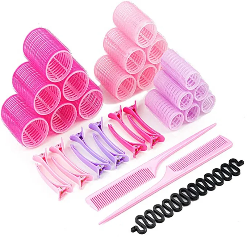 

33Pcs /Set Self Grip Hair Curlers Hair Top Styling Hairpins Women Fashion Hair Rollers With Duckbill Clips Accessories
