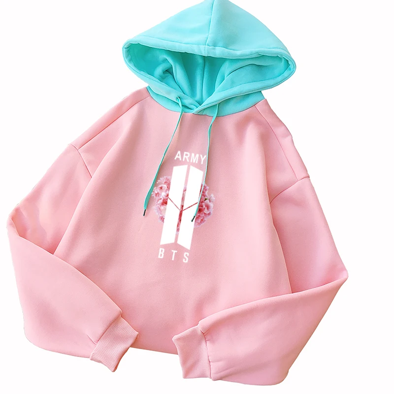 

BTS ARMY Women Hoodies Autumn Winter New Fashion Fleece Pullover Hooded Hip Hop Popular Sweatshirt Solid Casual Women's Clothing, Pink