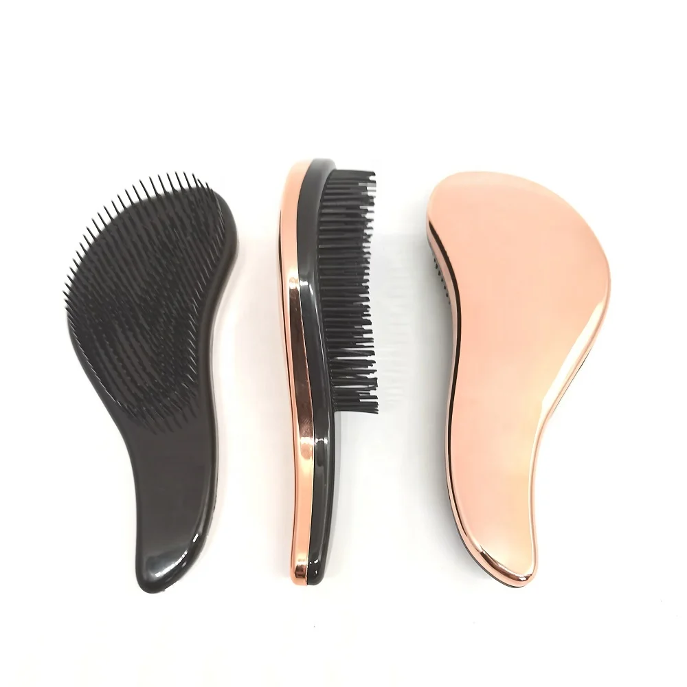 

Electroplated finishing top magic hair brush loop hair extension tangle personalized detangling hair brush, Seven colors or customized