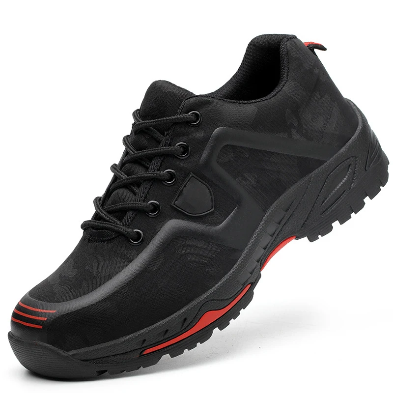 

Safety Shoes Steel Toe Anti Smashing Rubber Outsole Labor Protection Shoes for Men and Women, Black and white, black and red, navy, grey, red