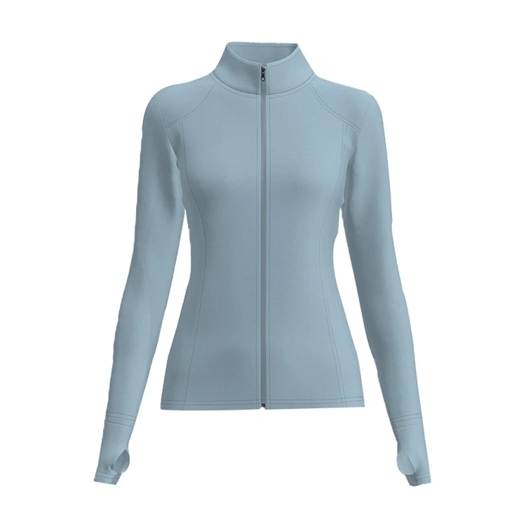 

In Stock New Sports Coat Mesh Breathable Yoga Jacket Gym Long Sleeve Zipper Stand Collar Jacket, Can be customized