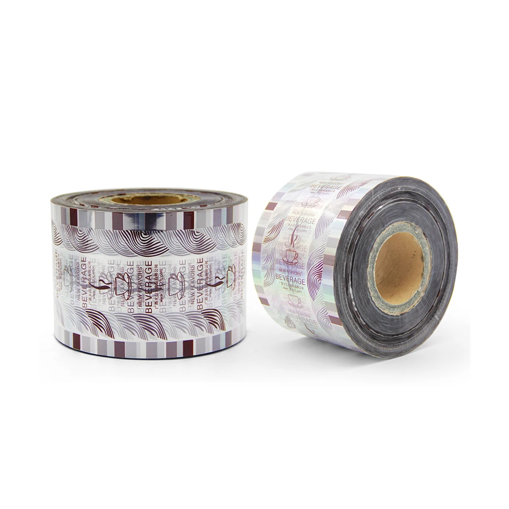 Tasse de th&eacute; de lait en plastique couvercle emballage rouleau film color&eacute; imprim&eacute; &eacute;tiquette r&eacute;tractable