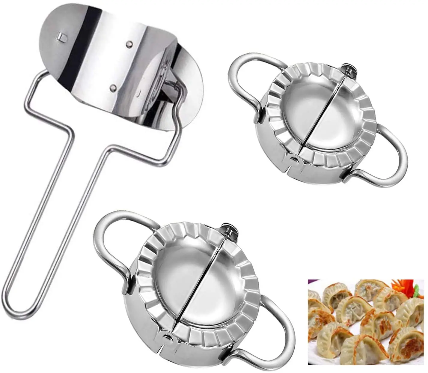 

304 Stainless Steel Manual 3PCS Pinch Dumpling Pie Ravioli Mould Dumpling Skin Cutter Tools for Home Kitchen