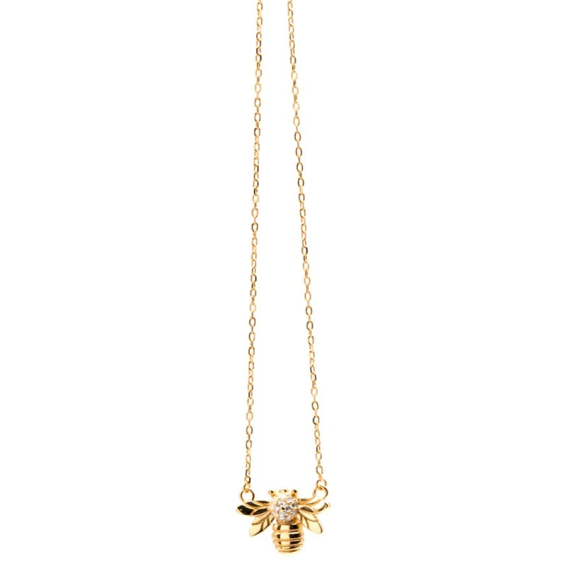

S925 sterling silver INS C style bee diamond all-match clavicle chain necklace