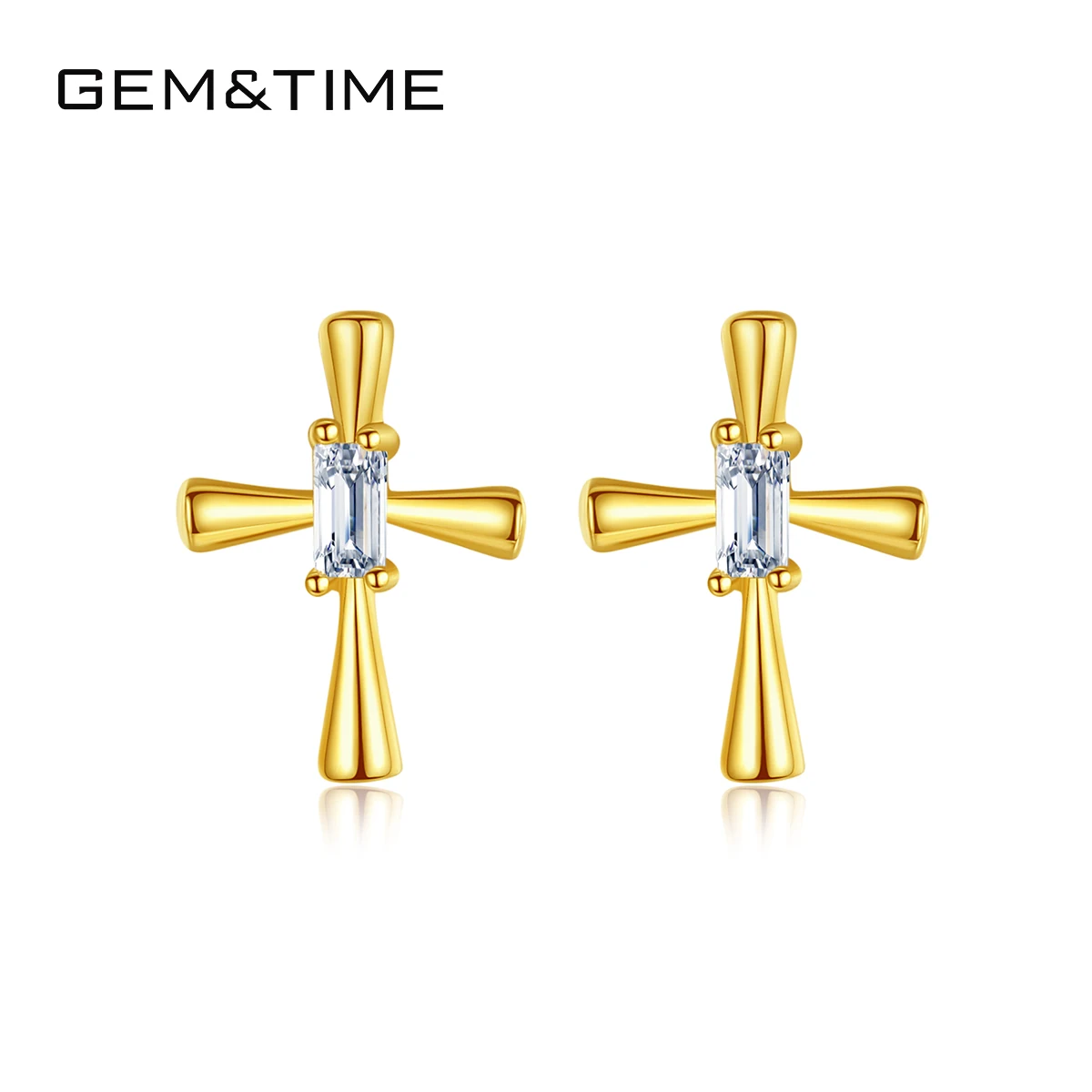 

GEM&TIME 14k Gold Jewelry Wholesale Earrings 14k Solid Gold Earrings Cross Earrings For Woman