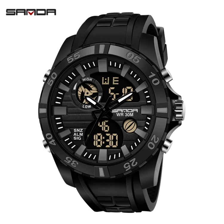 SANDA 791 Latest Stylish Sport Watches Army Digital Quartz Week Date Showed Luminous Men Fashion Sports Watch
