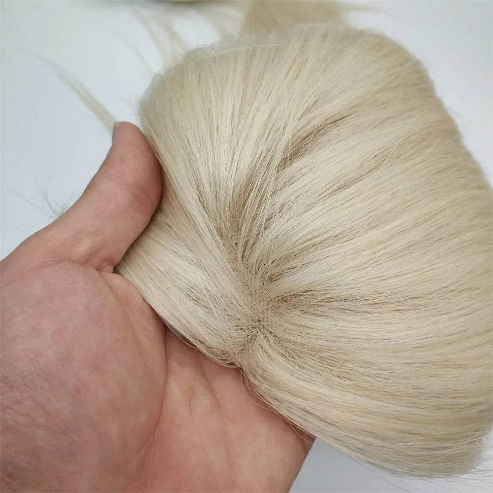 

New Stock #60 Blonde Mono Monofilament Base Virgin Human Hair Toppers for Thinning Hair Women Clips in Human Hair Patch