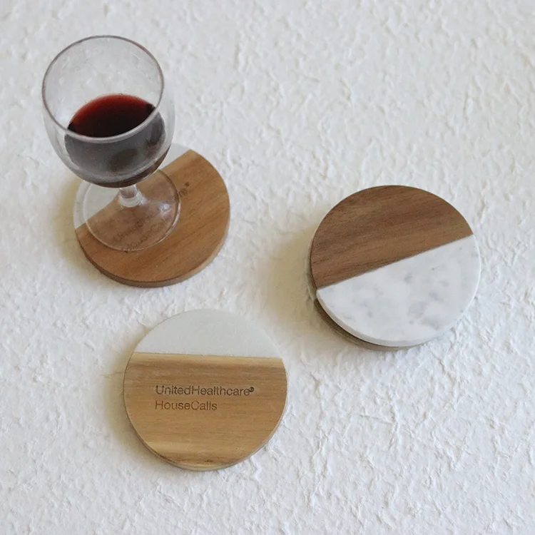 

Custom OEM stocked round hexagon marble printing coffee tea diy natural stone wine glasses coaster