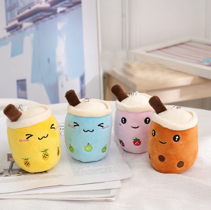 

Hot Sell Milk Tea Coffee Cup Toys Promotional Stuffed Boba Tea Keychains with Key Chains Cute Custom Plush Keychain Accessories