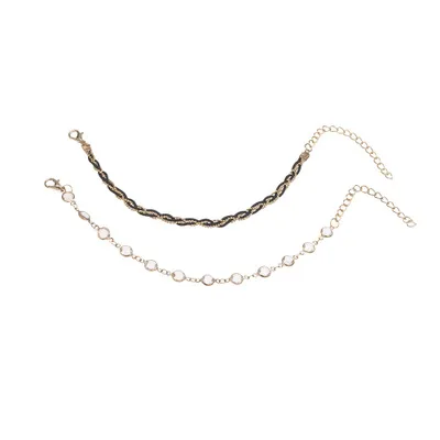 

Retro Handwork Crystal Beaded Double-Layer Anklets Personality Beach Foot Jewelry