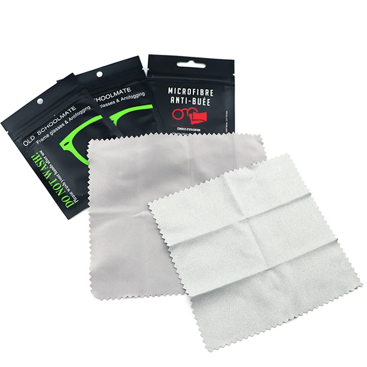 

Individually packaging lens anti-fog microfiber dry cleaning cloths eyeglass antifog cloth, Grey / light blue