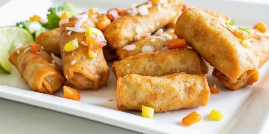 Frying southwest egg rolls in a pan